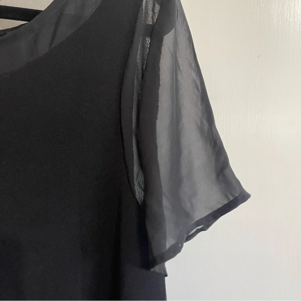 Pleione Elegant Black Blouse with Sheer Sleeves - Picture 5 of 9